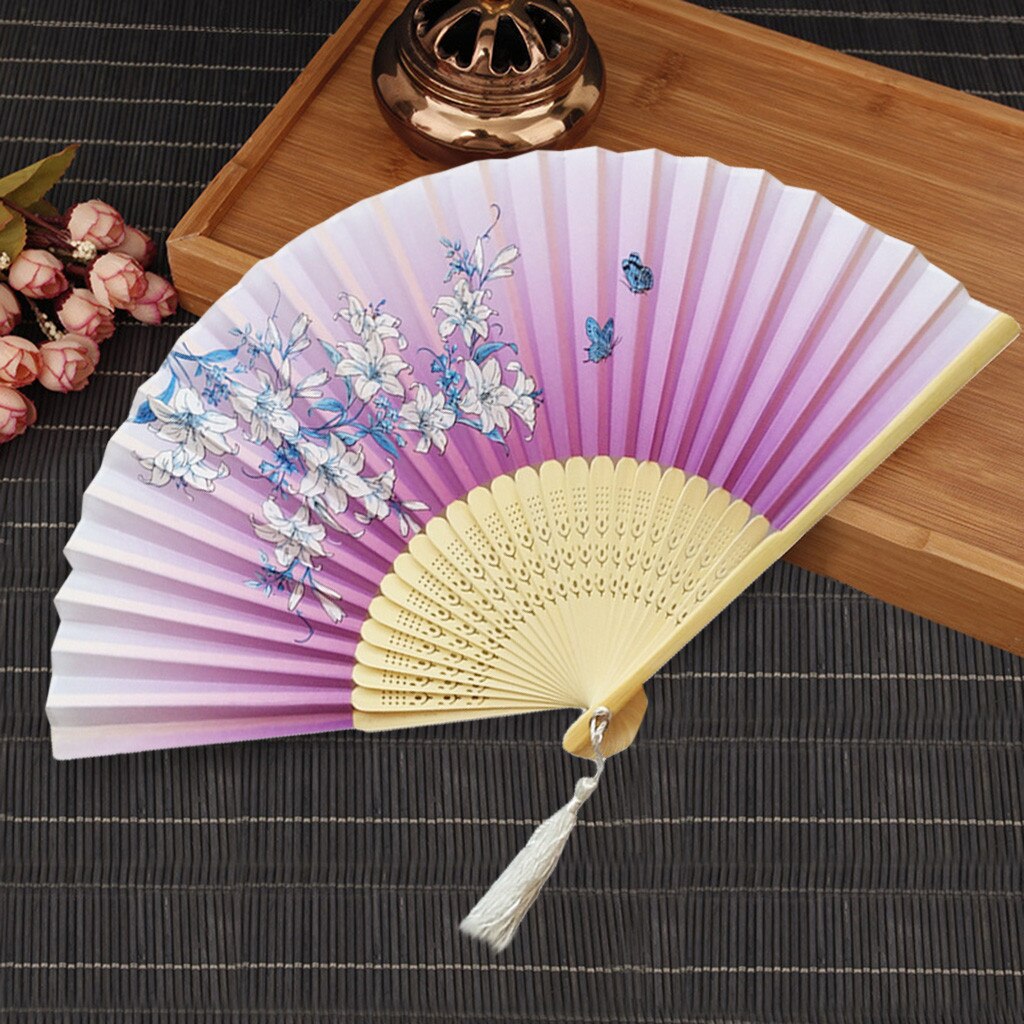 Handheld Fans Folding Fans Bamboo Fans Women's Hollowed Bamboo Hand Holding Summer Held Fan Home Improvement #30: H