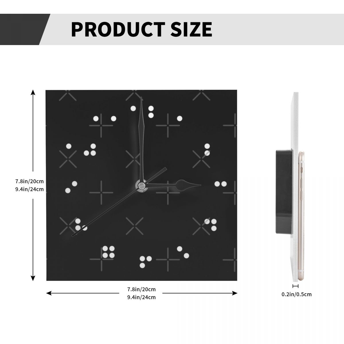 Black Braille Watches Wall Decor Room Wall Clock Wall Panel Interior Large 3D Wall Clock