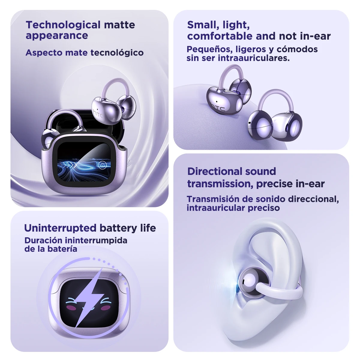 HTC NE32 Bluetooth V6.0 AI Oortelefoon OWS Oorclip Hoofdtelefoon Comfort Ruisonderdrukking Draadloze hoofdtelefoon Vertaler Oordopjes