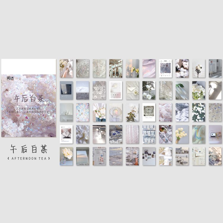 Yoofun 50 hojas de pinturas artísticas y paisajes naturales, pegatinas de papelería, libro, paisaje estético, bonito planificador de colección de recortes, diario: Transparente