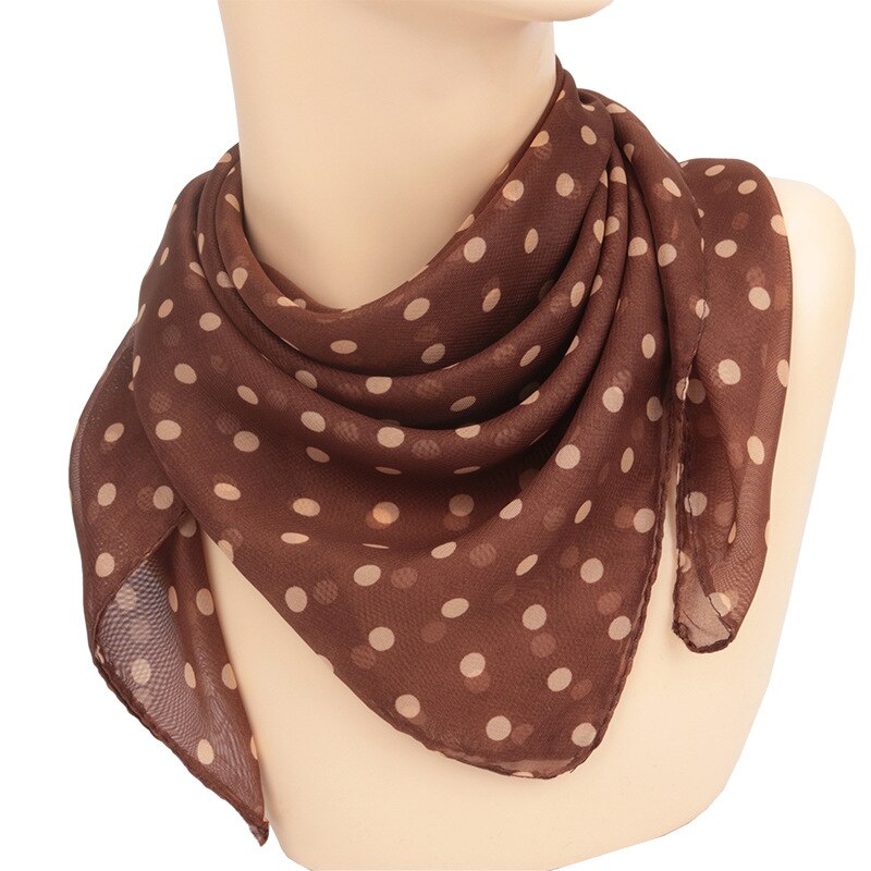 Foulard en mousseline de soie 65x65cm, carré, à pois, à la , pour femmes, châles, cravates, bandes, châles
