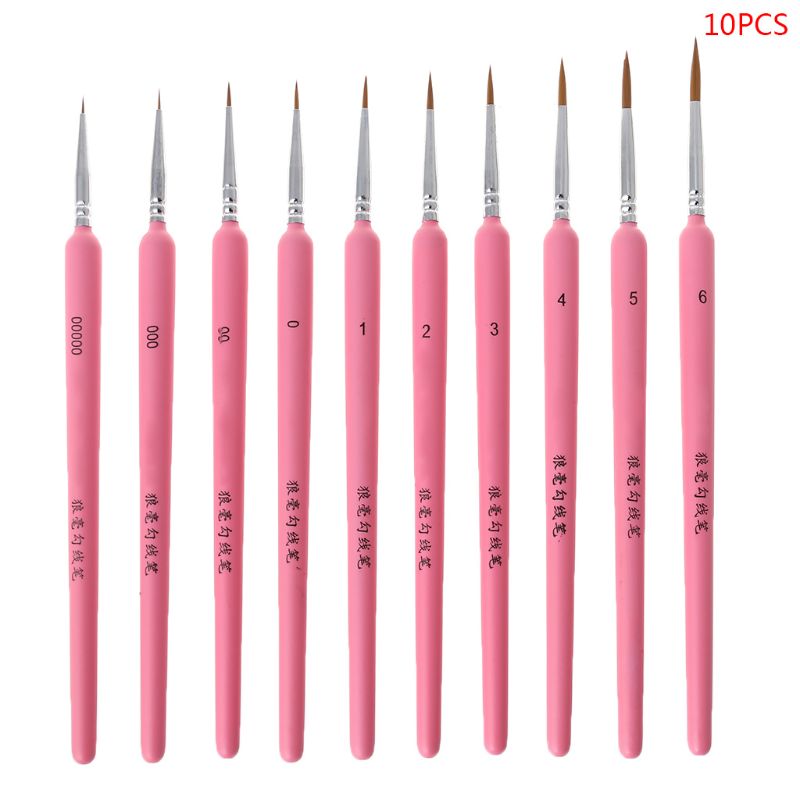 3/10Pcs Professionele Hand Geschilderd Haak Lijn Pen Fijne Tip Aquarel Olieverf: Pink-D