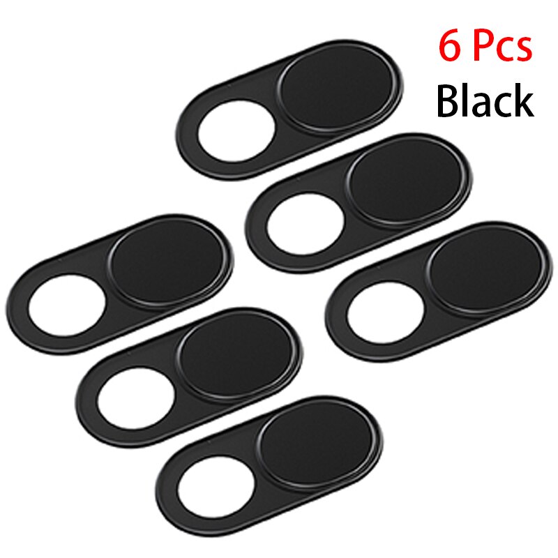 1/3/6 Pcs! Webcam Cover Anti Spy Metalen Materiaal Privacy Upgrade Telefoon Privacy Sticker Voor Iphone Smartphone Laptop Pc Tablet Len: 6PCS Black