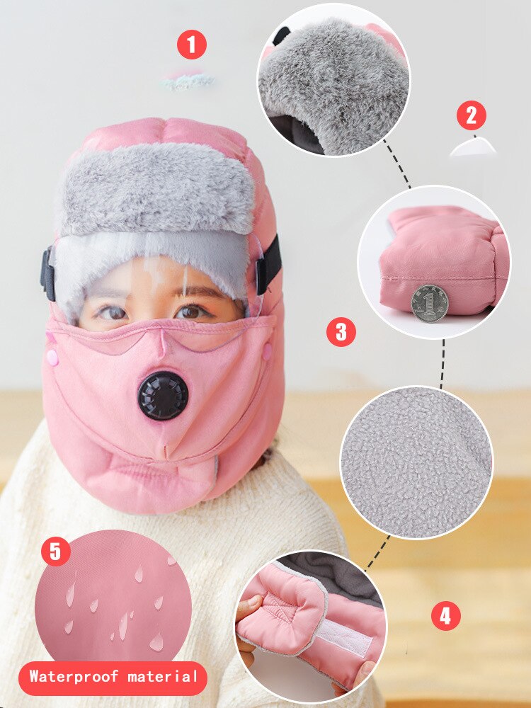 nouvelle casquette chaude hiver garçon bonnets chapeaux pour fille capuche étanche chapeau avec des lunettes Cool cagoule