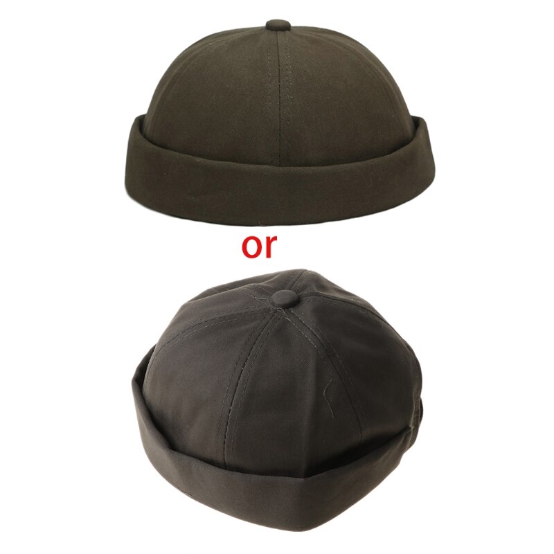 Mannen Vrouwen Retro Dome Meloen Brimless Beanie Solid Kleur Trendy Yuppies 6 Panelen Casual Katoen Docker Sailor Hoed.
