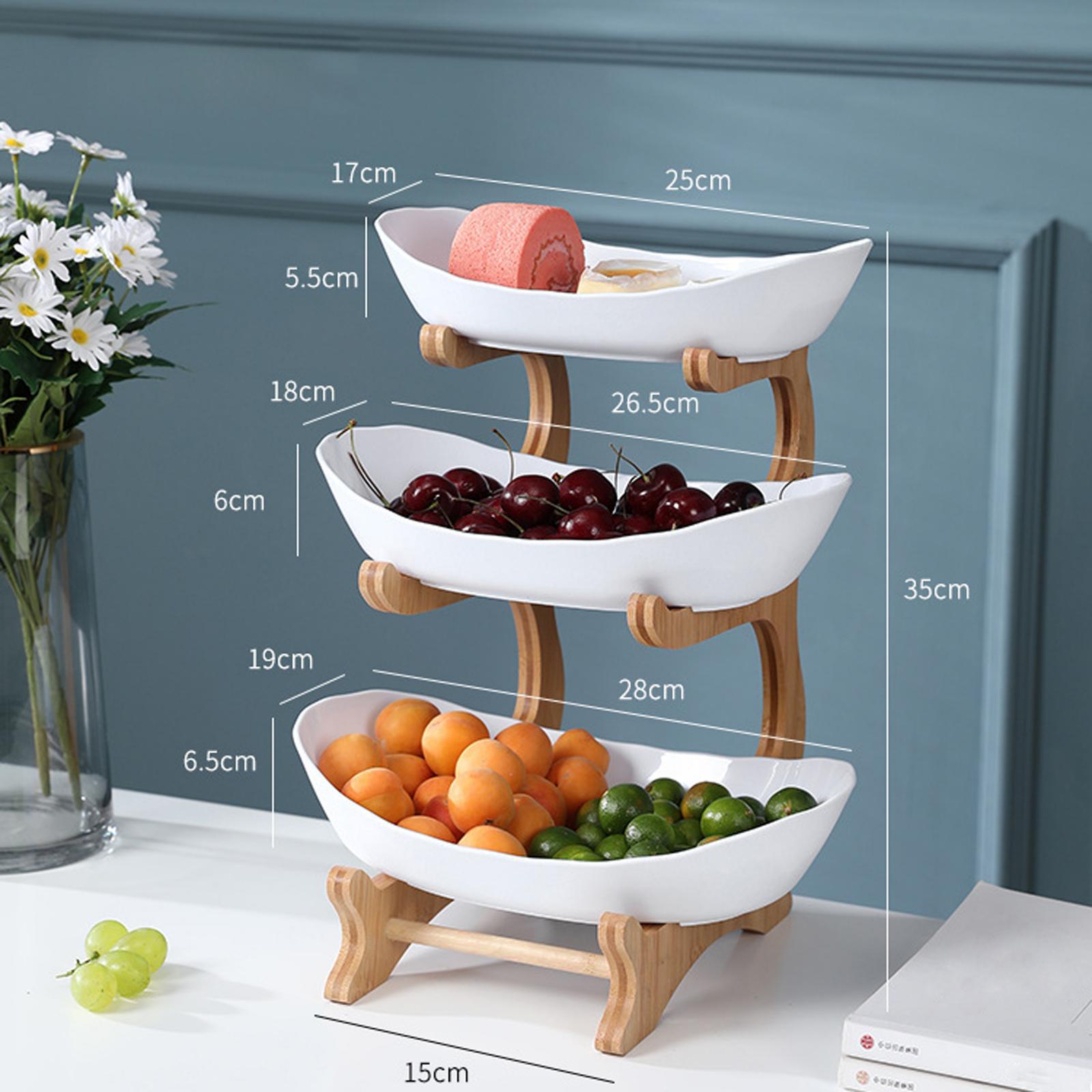 Tiered Tray Fruit Plate Appetizer Snacks Candy Shelves Organizer: 3 Tiers White