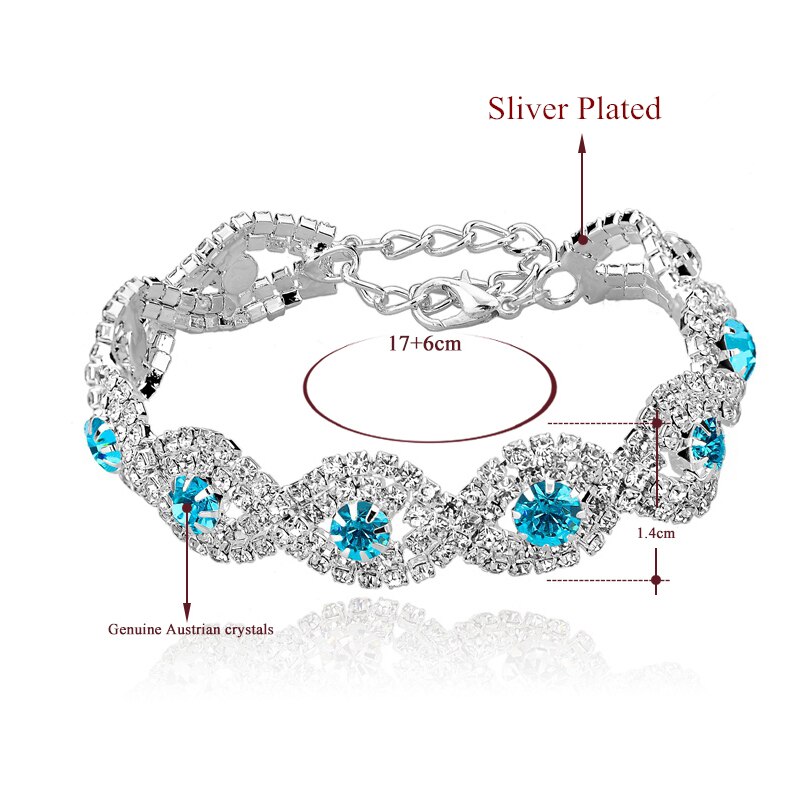 TOUCHEART Luxe Wedding Crystal Armband Met Stenen Voor Vrouwen Zilveren Armbanden Armbanden Turkse Blauwe Sieraden Armband SBR140169