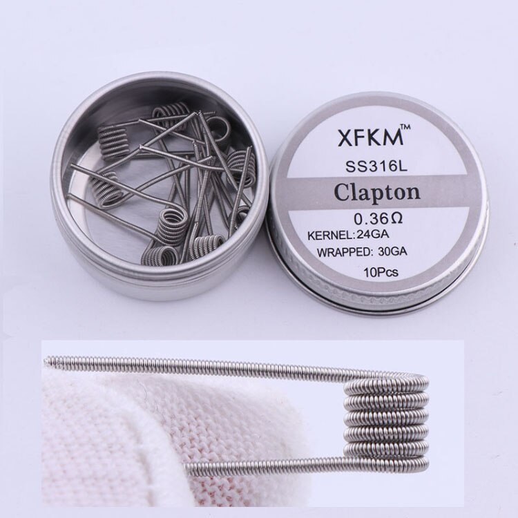 XFKM a1 316 Piatto Filo Ritorto Fused Clapton Bobine Alveare Premade Filo Avvolto Alien Mix Torsione Quad Tigre Riscaldamento Rda bobina: clapton 0.36 316l