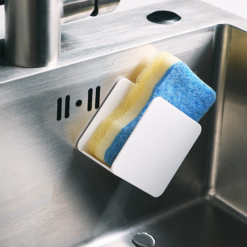 1 Pc Scouring Pad Storage Rack Wall-mounted Sink Sponge Wipe Steel Wire Ball Drain Rack Kitchen Kitchen Storage Holder