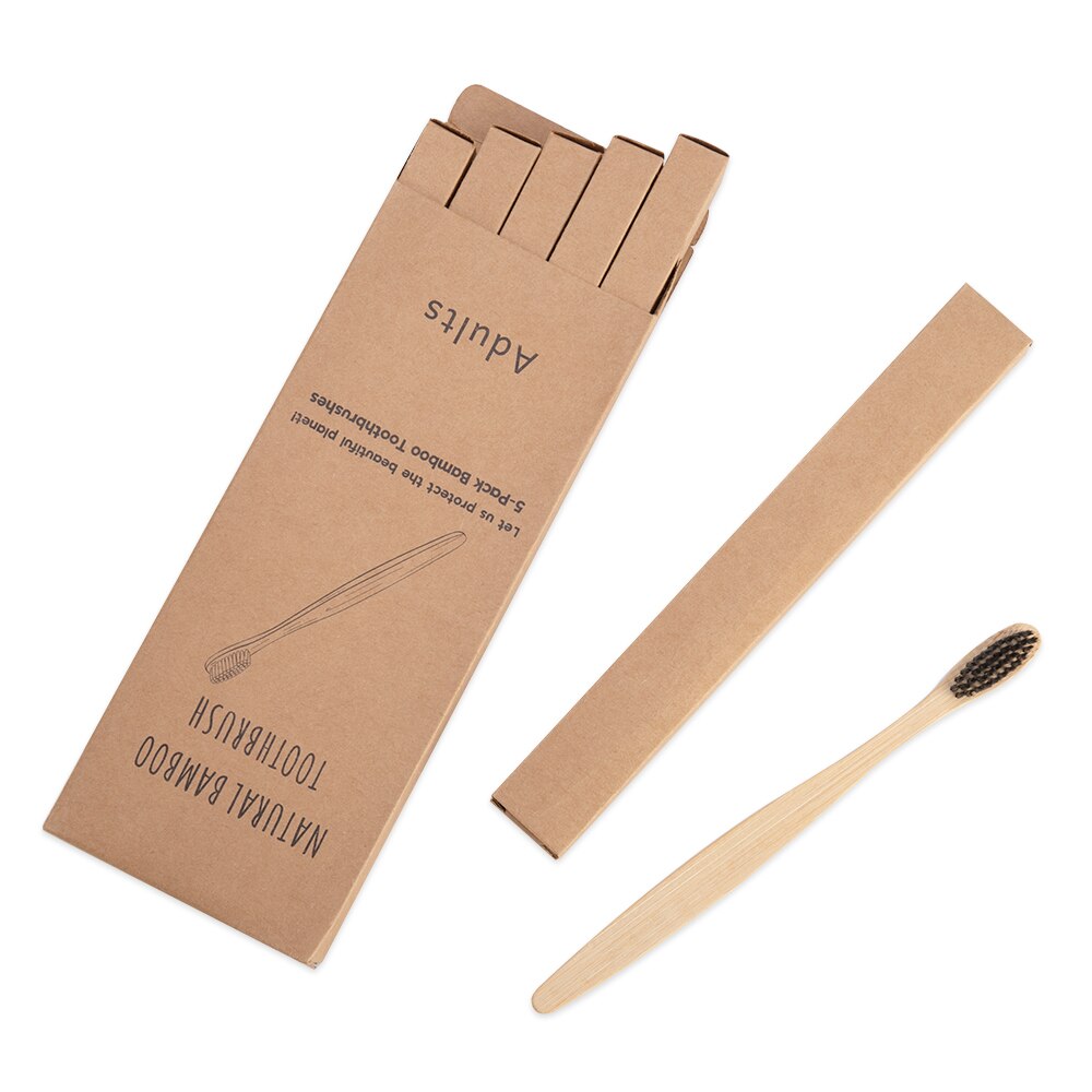 Toothbrush bamboo toothbrush rainbow degradable soft fiber toothbrush solid bamboo handle toothbrush