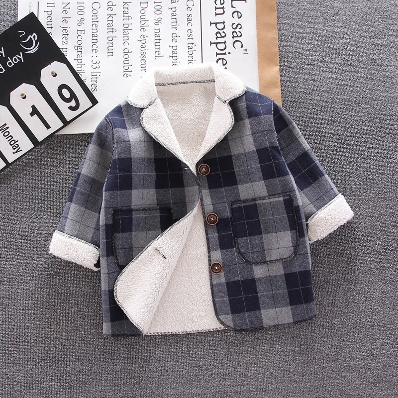 Spring Autumn Kids Gentlemanly Costume Children Boys Girl Cotton Jacket Toddler Casual Clothes Infant Plaid Clothing