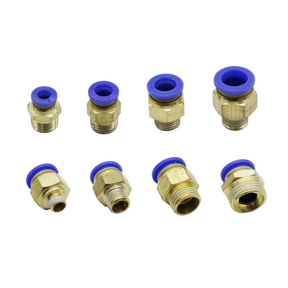 6/8/10/12mm OD Pipe Interface to 1/8" 1/4" 3/8" 1/2" Male Thread Straight Connector Air Pneumatic Fitting Garden Connector 2Pcs