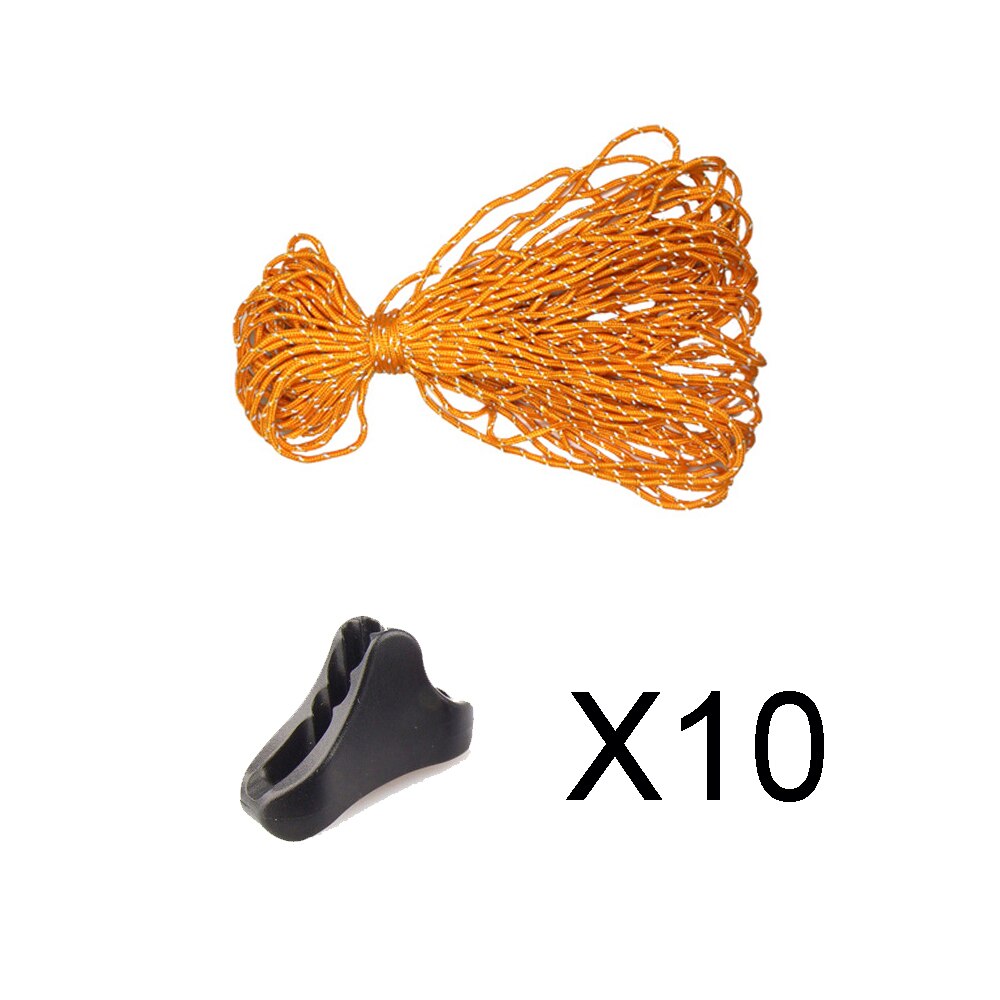 Reflecterende Paracord Tent Cord Touw Camping Luifel Touw Runner Guy Lijn Tent Fastener Wind Touw Gesp Driehoek Sluiting Stopper: 10 stopper orangrope