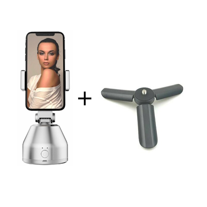 360° Rotation Auto Smart Shooting Selfie Stick Intelligent Follow Gimbal AI-composition Object Tracking Face Tracking Stand: B white