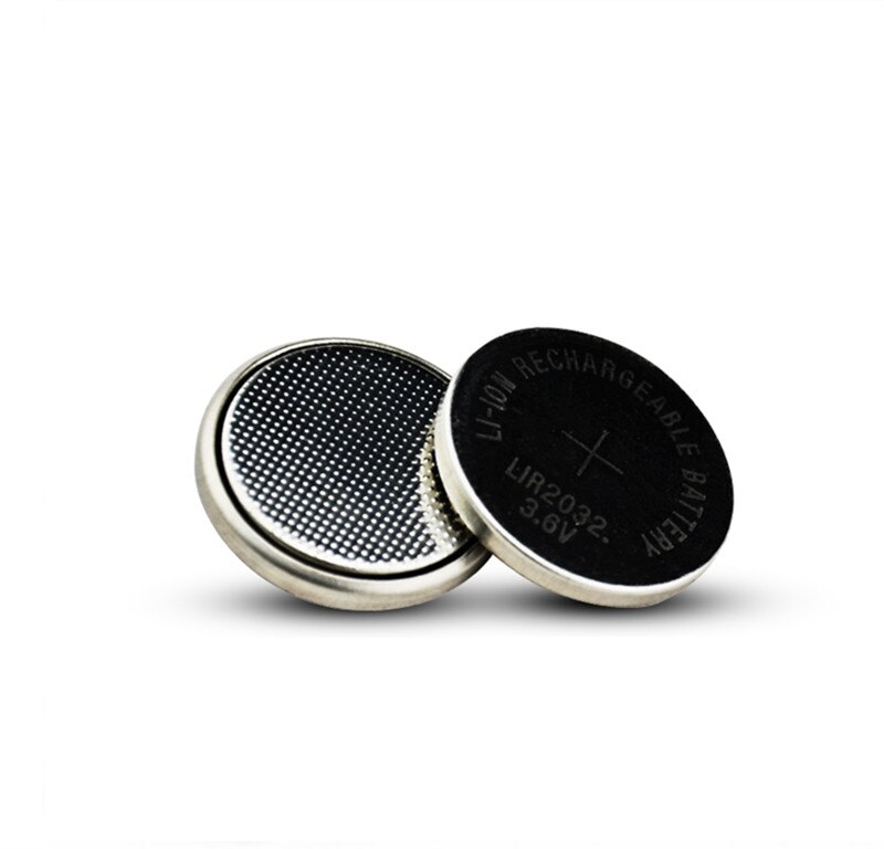 2 stk 3.6v lir 2032 lir 2032 litiumion oppladbart batteri 40 mah li-ion knapp myntcelle erstatte til  cr2032 cr 2032
