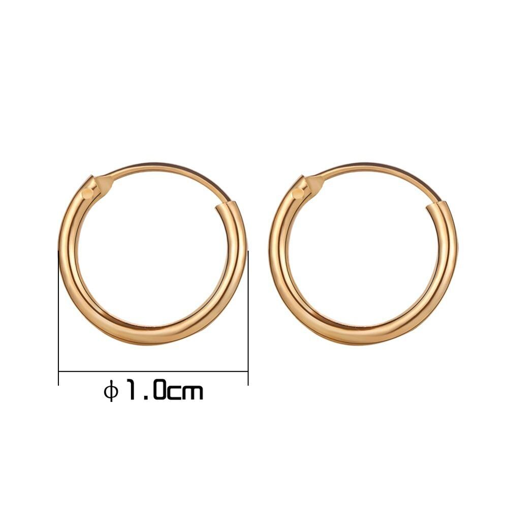 1cm 1,5 cm Ohrringe Hoop Gold Silber Farbe Runde Kleine Ohr Ringe für Frauen Metall Ohr Manschette Einfache Stil frauen Clip Huggie Ohrringe: Gold-1cm