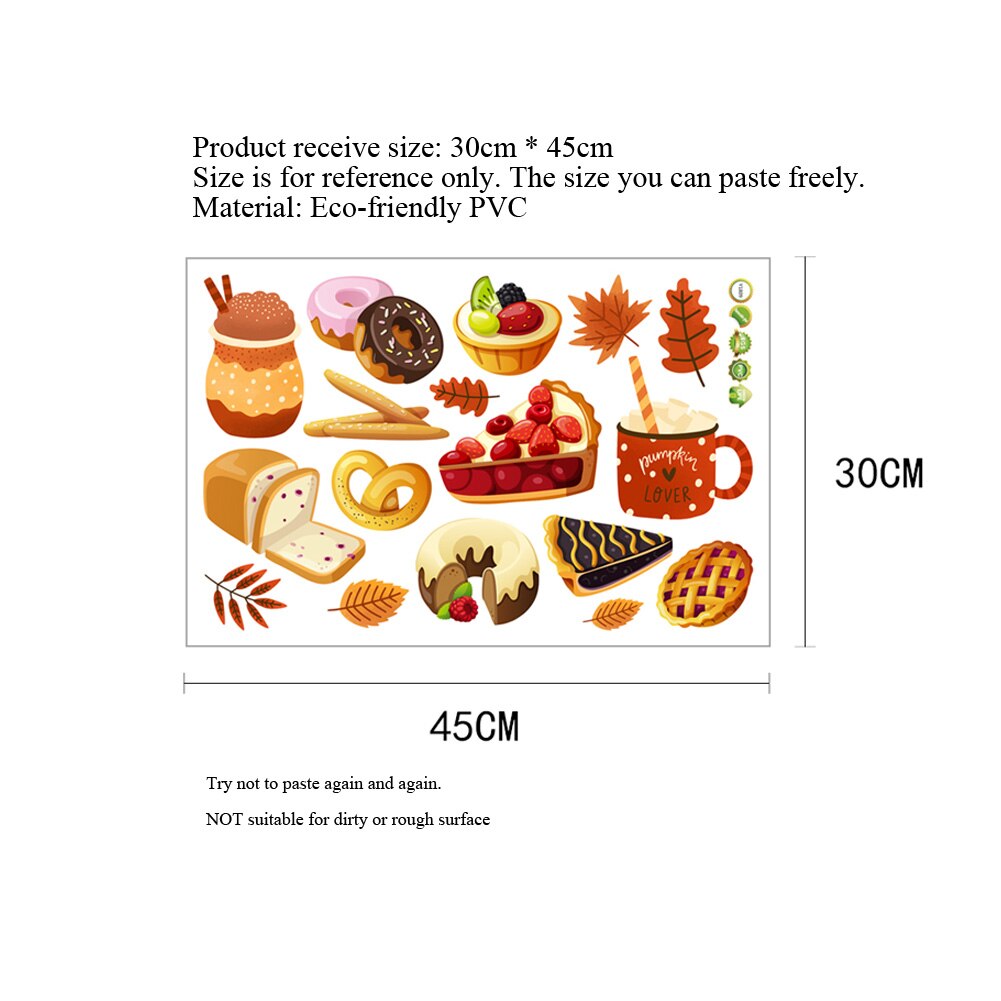 Tegneserie brød dessert mønster wallsticker køkken spisestue stue hjemmedekoration baggrund tapet til børn klistermærker