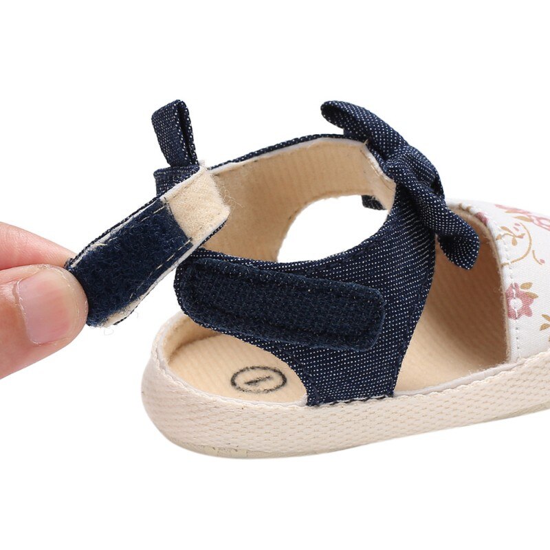 Newborn Baby Shoes Printed Sandals for Girls Summer Print Bows Baby Girls Sandals Cotton Printed Beach Sandals Princess Shoes