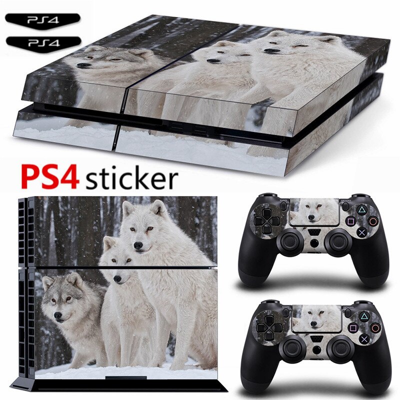 Wit Wolf Ps4 Sticker Vinyl Cover Decal PS4 Skin voor PS4 Console en 2 Controllers