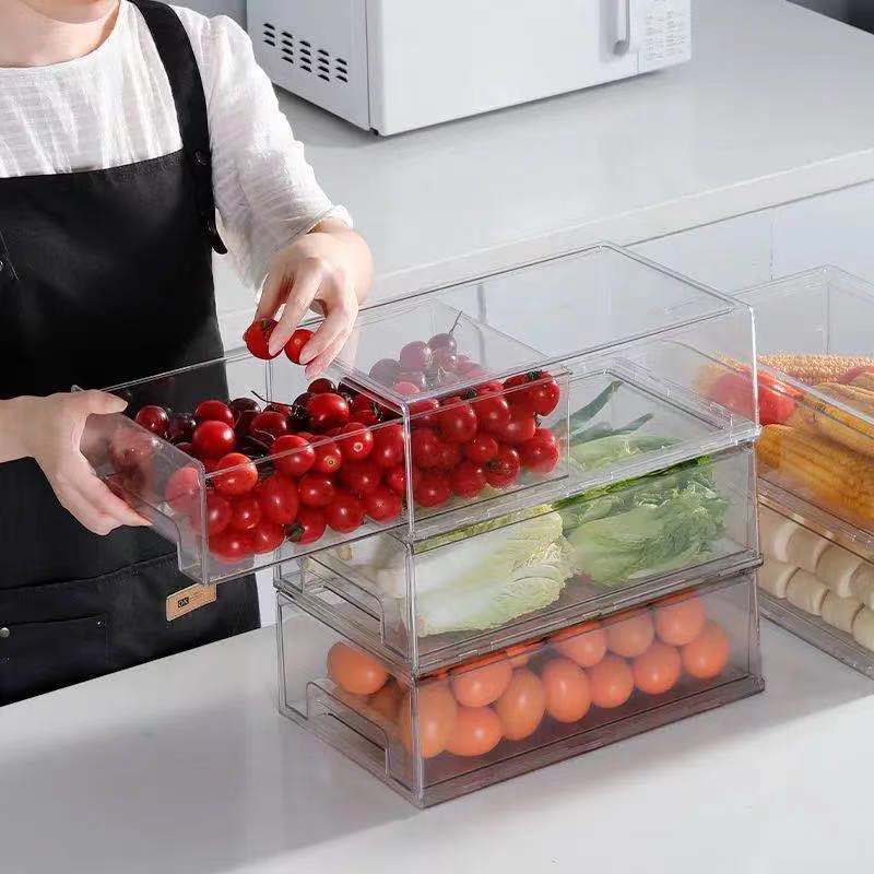 Kitchen Refrigerator Transparent Organizer Compartment Refrigerator Drawer Organizer Large Fruit Storage Bin Kitchen Items