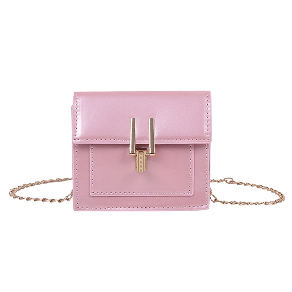 Dames handtas pu leren schoudertas voor dames stevige ketting vierkante tassen messenger schoudertassen: Roze