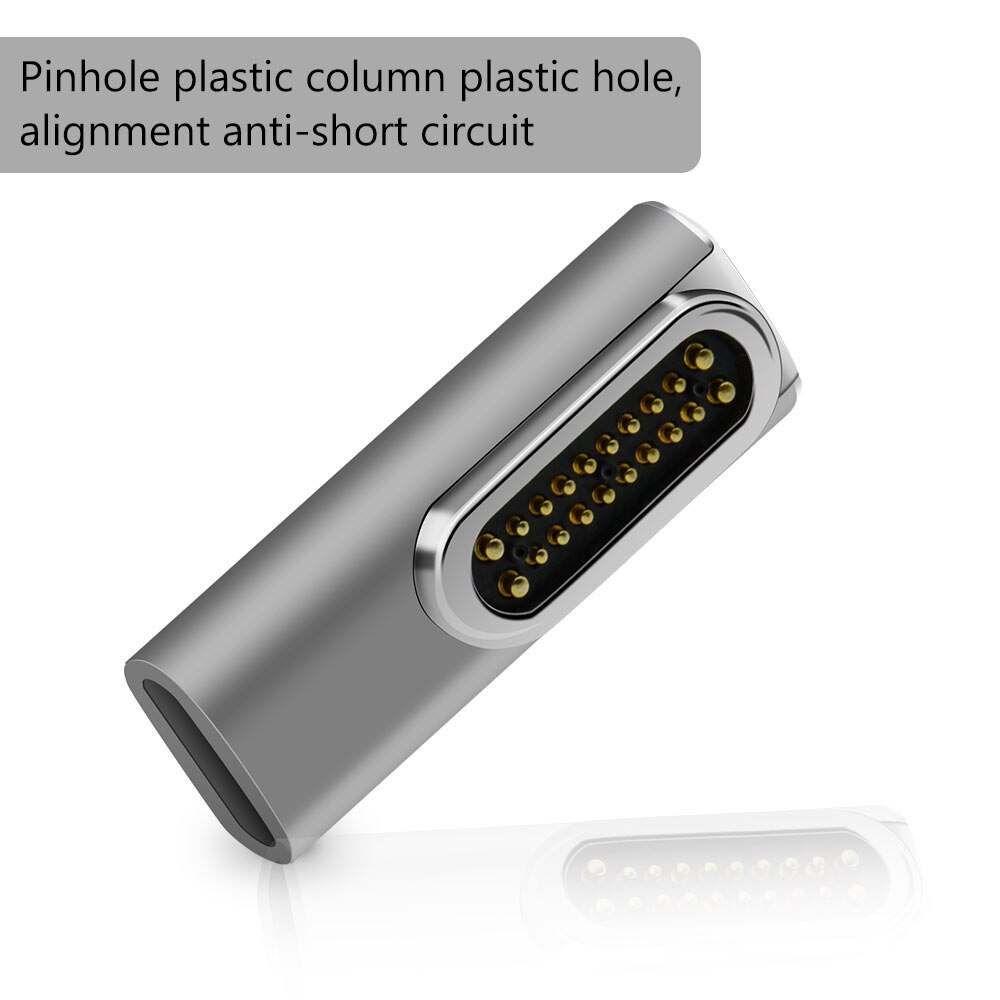 Wysokiej jakości 20 szpilki magnetyczny adapter USB C złącze typu C PD 100W szybkie ładowanie dla MacBook zawodowiec dla huawei dla Samsung: szary