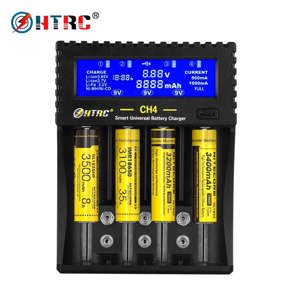 Htrc 4 Slots Battery Charger 18650 Li-Fe Mh Ni-Cd Lader Voor Aa/Aaa/ 18650/26650/6F22/16340/9V Batterij Slimme Lader
