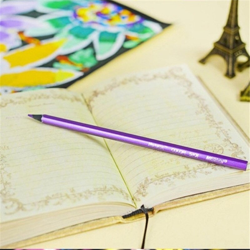 12 Colors Metallic Non-toxic Drawing Pencils Drawing Sketching Finest Watercolor Brush Pen