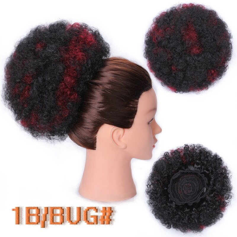 Lisigirl 10 tommer høj puff afro krøllet paryk hestehale snøre kort afro kinky hestehale klip i syntetisk kinky krøllet hår knold: 4/27hl