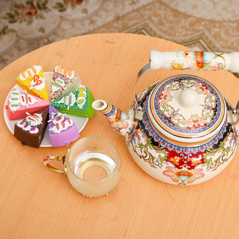 2.5 liter emalj tekanna vattenkokare tekanna kanna vattenkokare tekanna hem gas gas induktion spis emalj kruka visslande vattenkokare vatten karaff