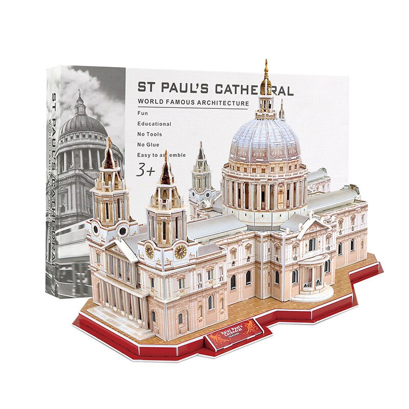 Grote Maat 3D Wereld Architectuur Puzzels Intellectuele Ontwikkeling Papier Diy Attracties Souvenirs Kids Speelgoed: St Pauls Cathedral