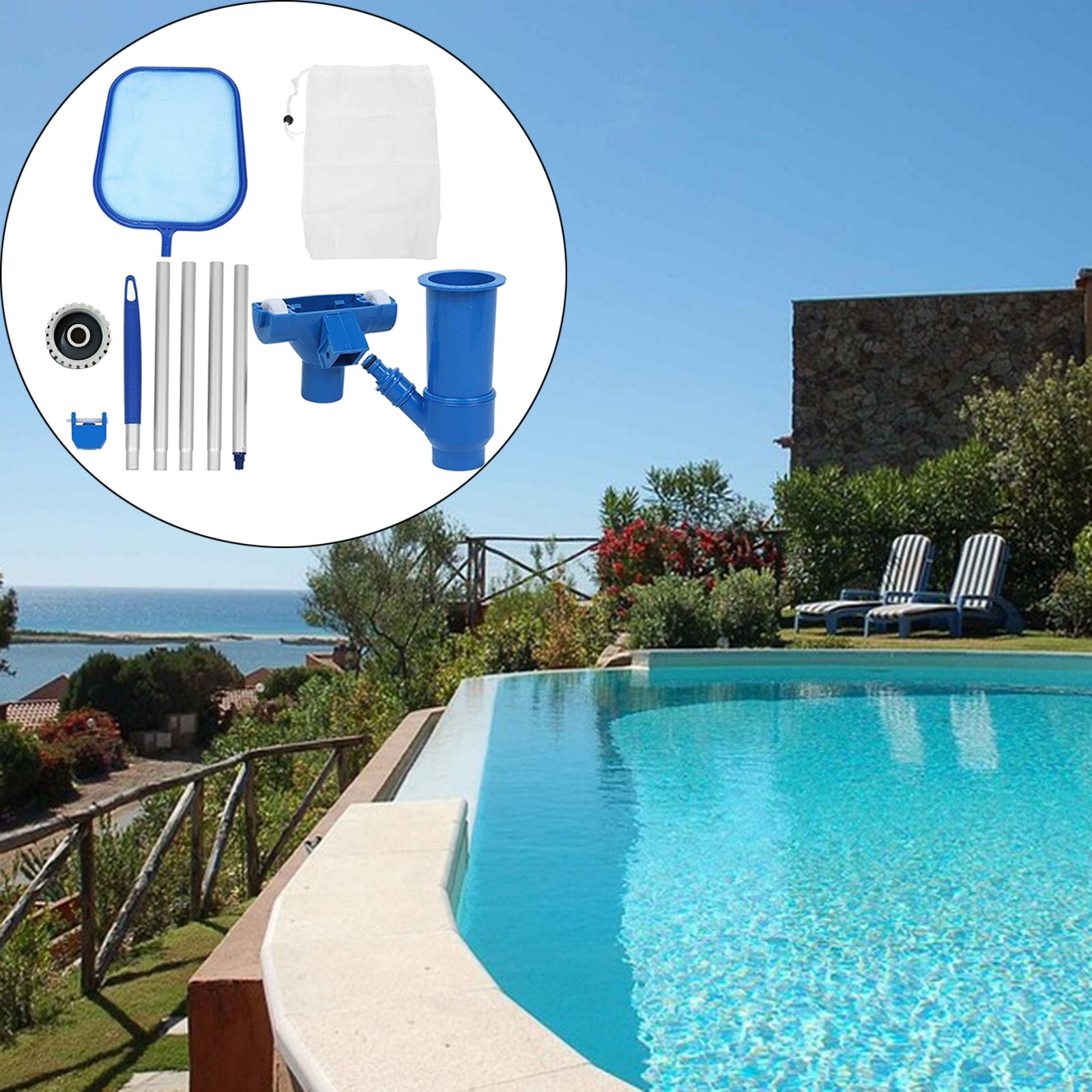 Pool Cleaning Set Swimming Pool Cleaning Tools Maintenance Above Ground Pool Skimmer Net Vacuum Cleaner Tool Set Gadgets