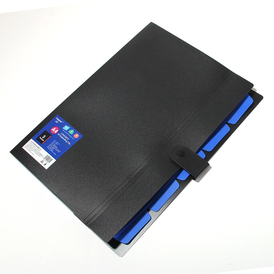 10 colors waterproof PP file folder A4 document bag pouch bill folder holder organizer cilp file document folders wallet: black blue
