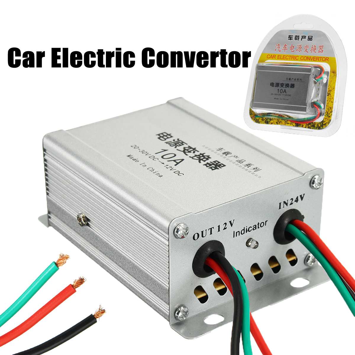 Dc 24 to 12v 10a 120w bil elektrisk omformer strømforsyning inverter transformer bil invertere