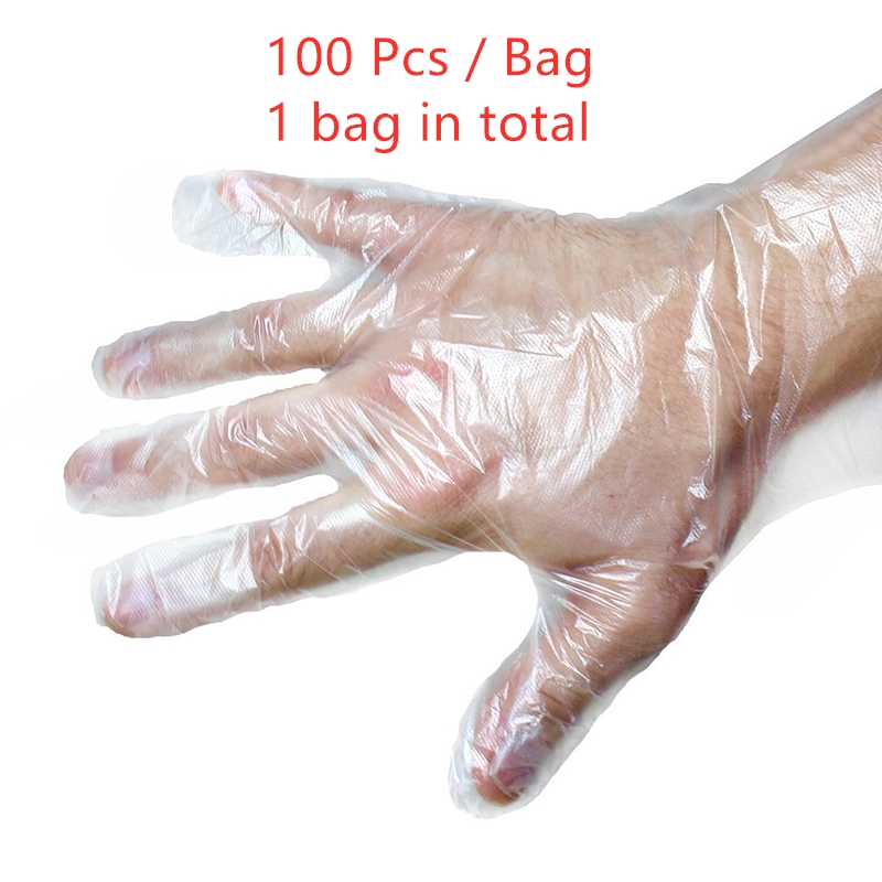 300 stuks wegwerphandschoenen eenmalige plastic handschoenen doorzichtige wegwerphandschoenen voor voedsel voor industriële restaurantkeukenreinigingshandschoenen: 100 stuks