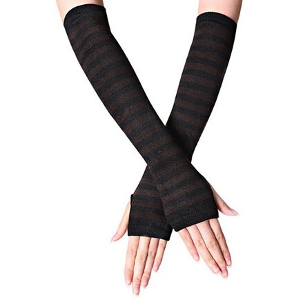 Mode Gestreepte Vingerloze Lange Winter Handschoenen Warm Touchscreen