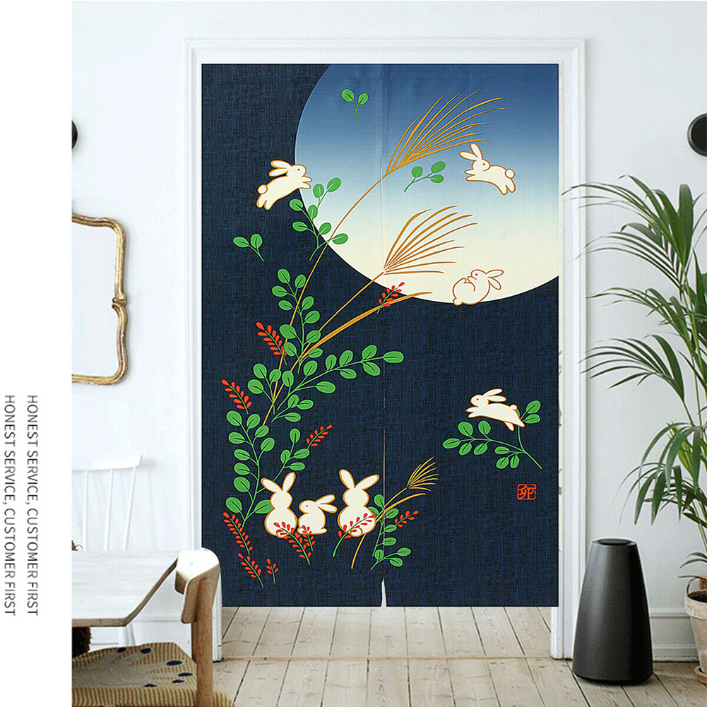 Skyddande japansk stil heminredning badrum restauranger dörrgardin hängande drapering gobeläng kök kanin utskrift solsäker