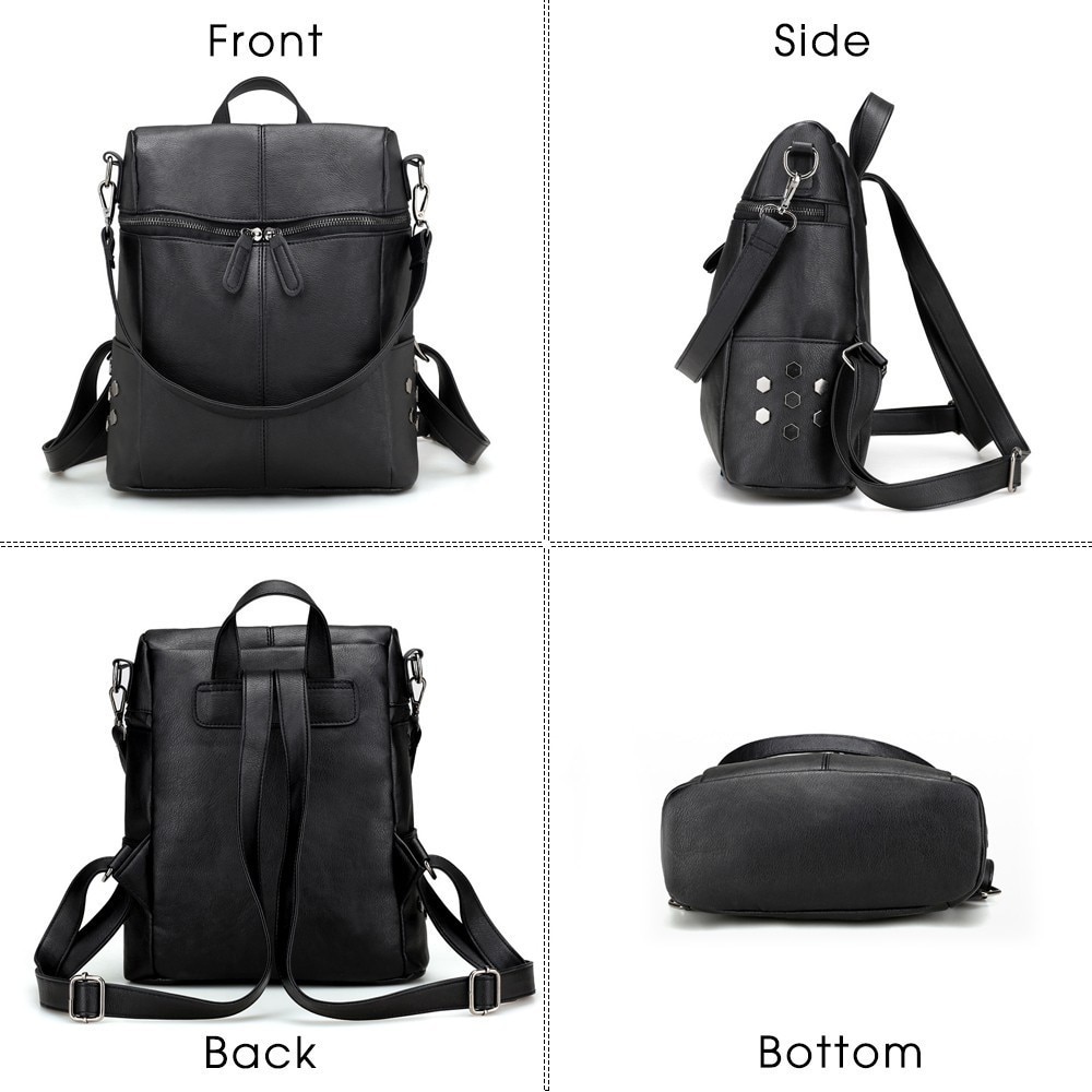 Herold frauen PU Leder Rucksack Schule Taschen Für Teenager Mädchen Große Kapazität Rucksack Laptop Tasche