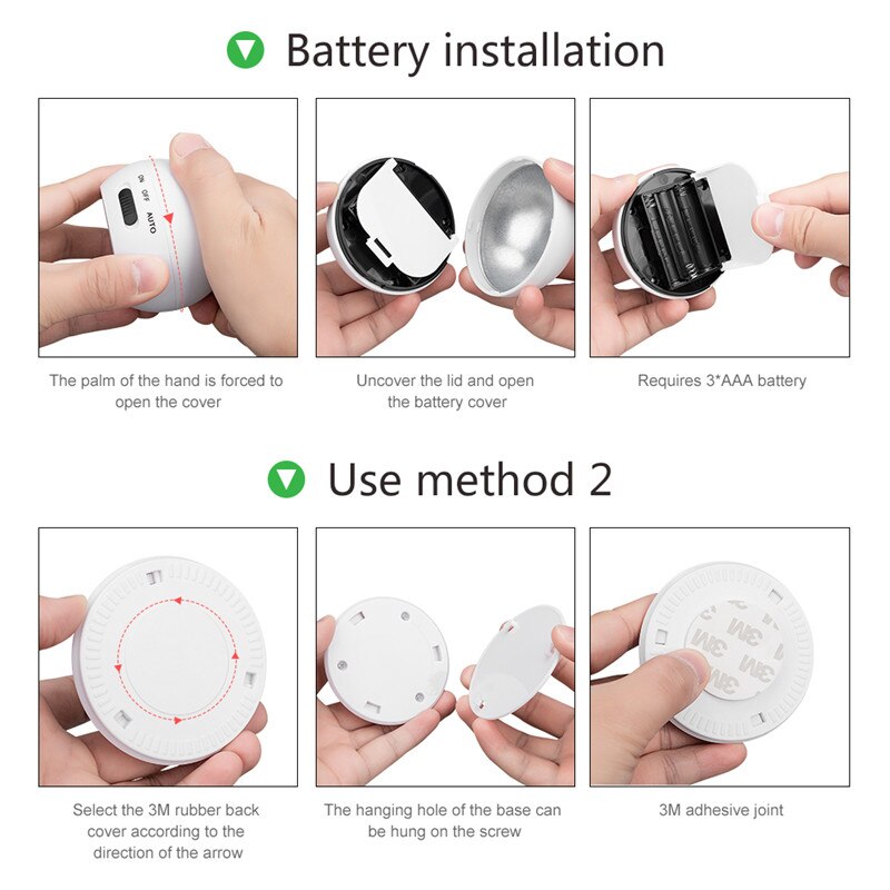 Motion Sensor Light Wireless Waterproof Indoor Outdoor Spotlight LED Battery Security Night Light 360 Degree Garden Wall Lamp