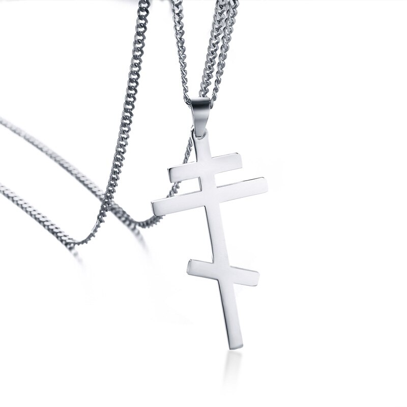 4 Kleuren Orthodoxe Kerk Eeuwige Cross Hanger Ketting Rusland Oekraïne Christendom Sieraden: SILVER
