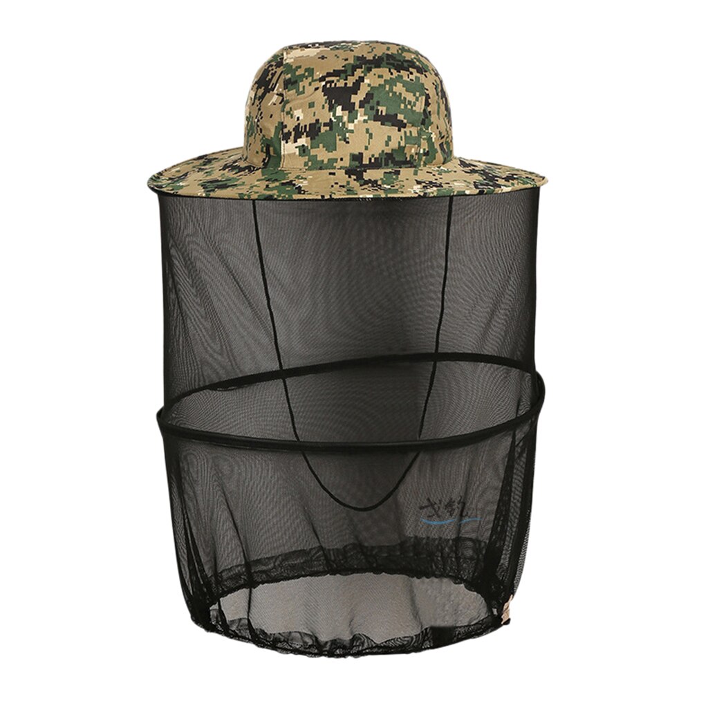Fiskemeshætte justerbar fiskenet hat anti myggemeshætte ansigtsbeskytter slørhætte til fiskerne jægere campister: Camo grøn