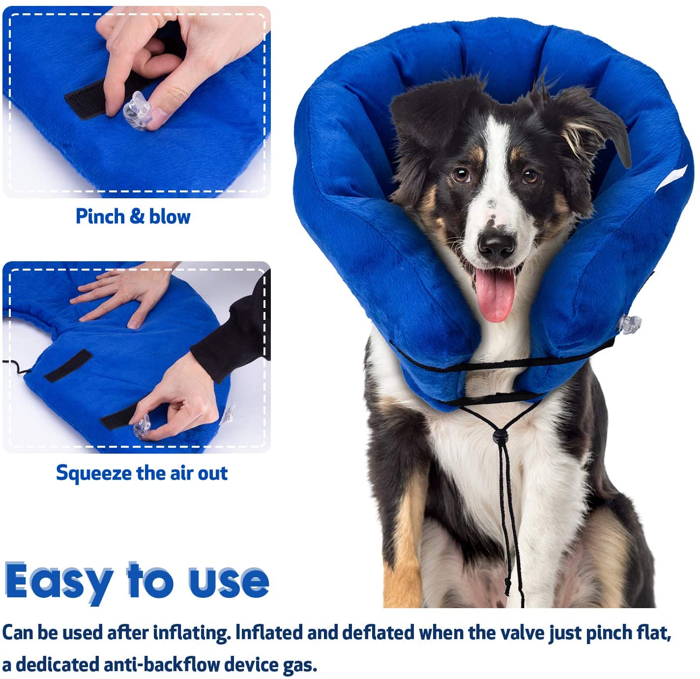 Inflatable Recovery Collar for Dogs Cats Pets [Upgraded Version], Adjustable Soft Collar to Prevent Pet Licking Touching Wounds