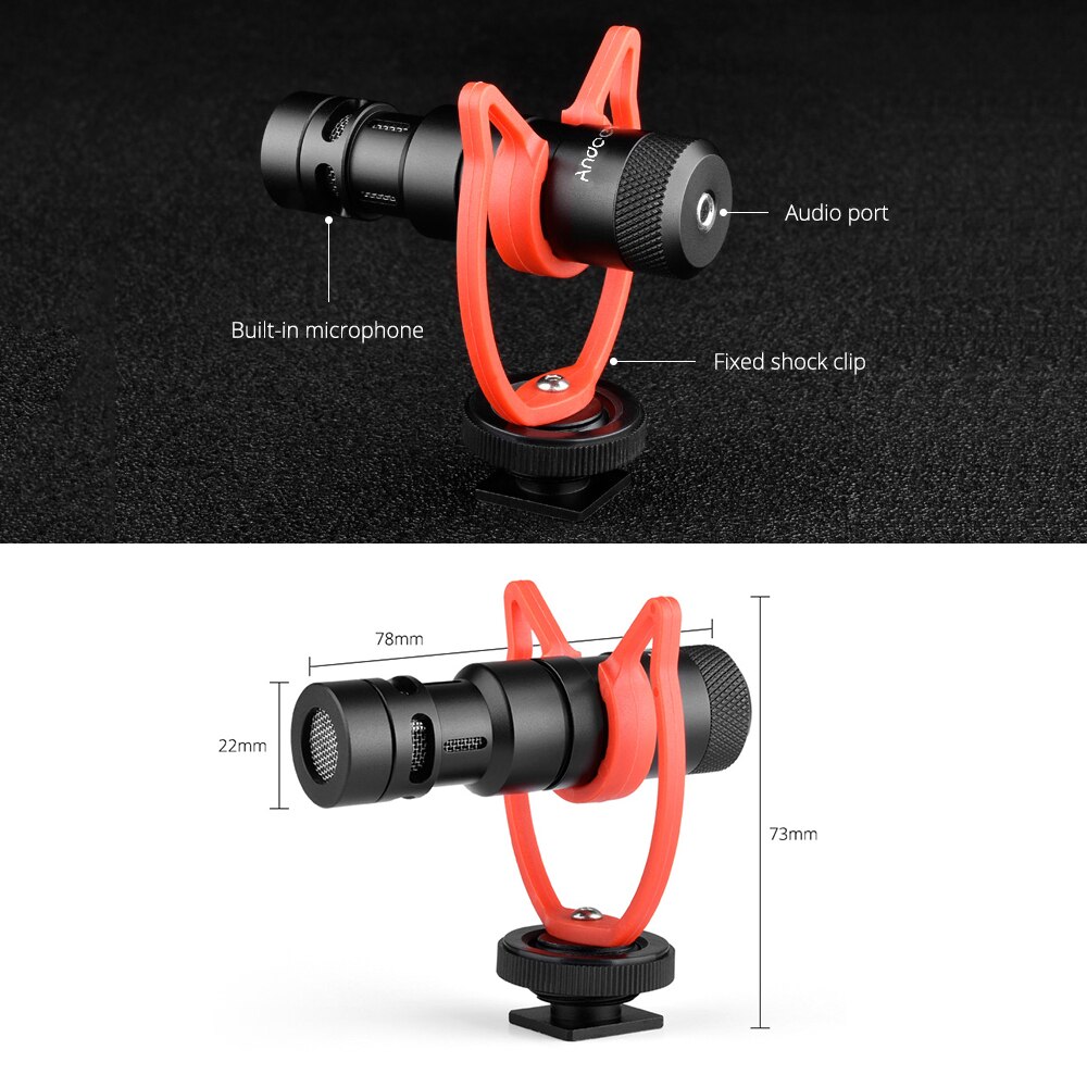 Andoer Smartphone Video Cage Kit Including 2pcs Mini LED 6500K Fill Lights + Mini Microphone Handheld Smartphone Video Bracket