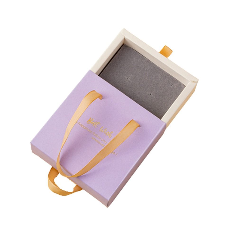 Best Wishes Jewelry Box Paper with Handle for Wedding or Travel Portable Ring Earrings Necklace Packageing Organizer Case: Yellow