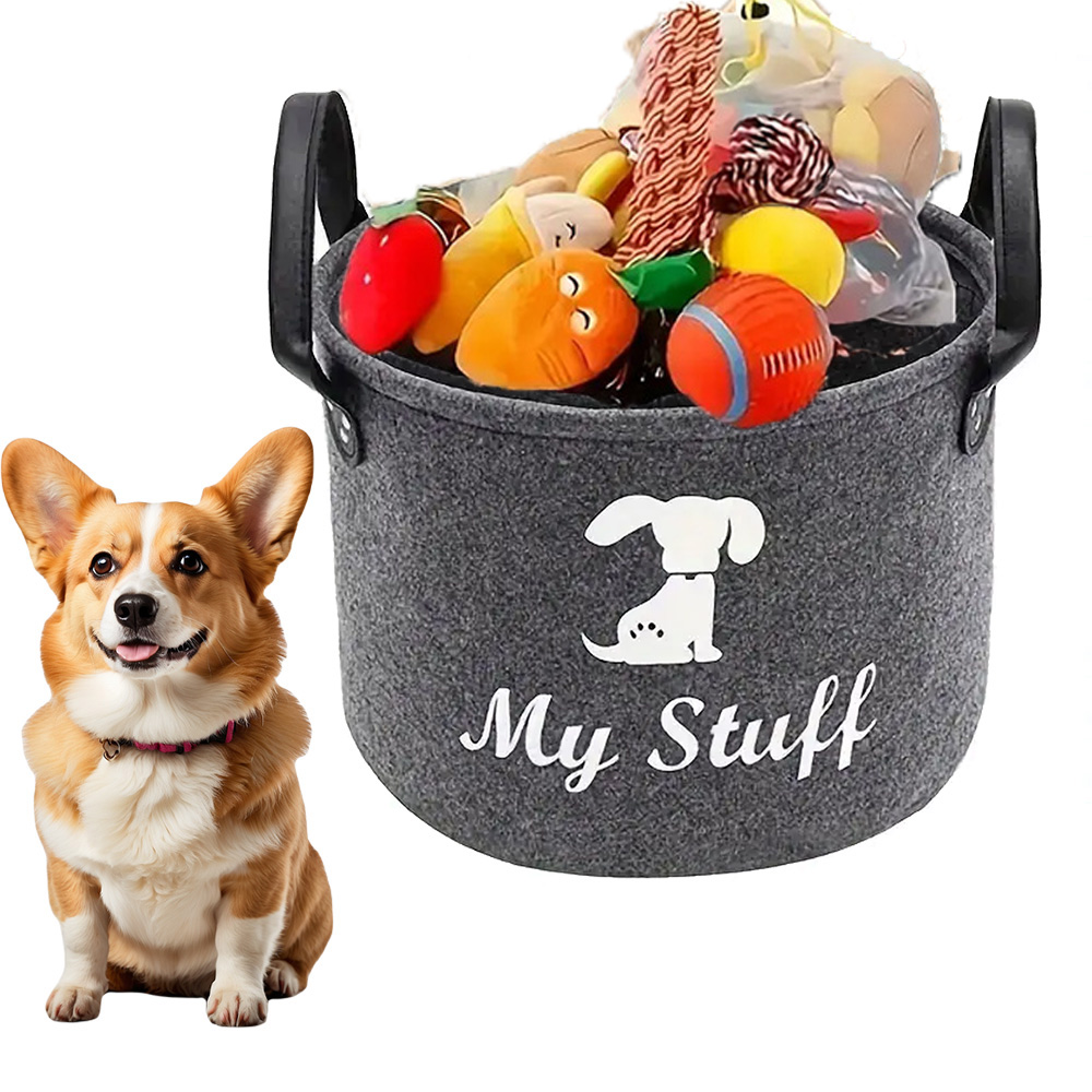 Caja de juguetes de fieltro para mascotas, cesta de almacenamiento de juguetes para mascotas, caja de juguetes para perros, cesta de almacenamiento especial para organizar suministros para mascotas, manta, caja de almacenamiento para mascotas