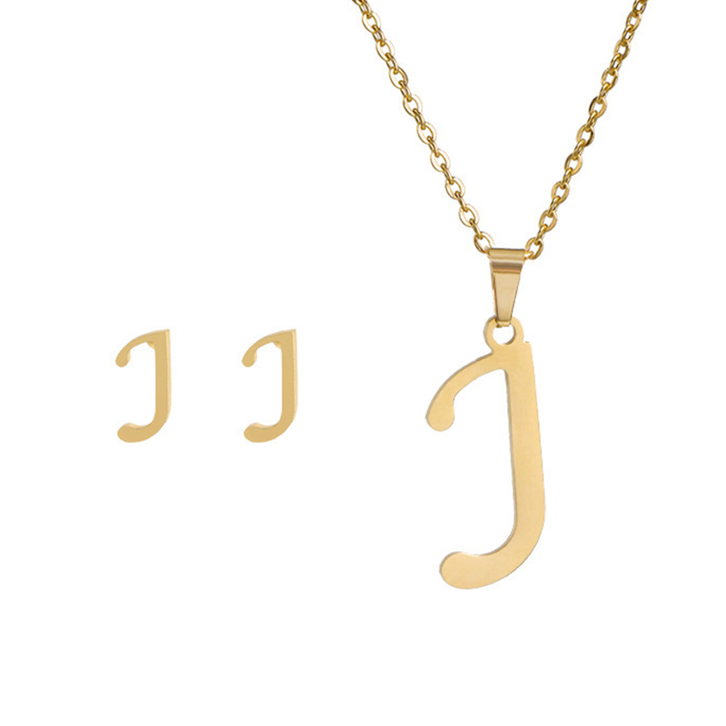 Edelstahl A-Z Alphabet Initial Halskette 26 Englisch Buchstaben Ohrringe Halskette Für Frauen einstellen Personalisieren Schmuck: Weiß / Antike Bronze- überzogen