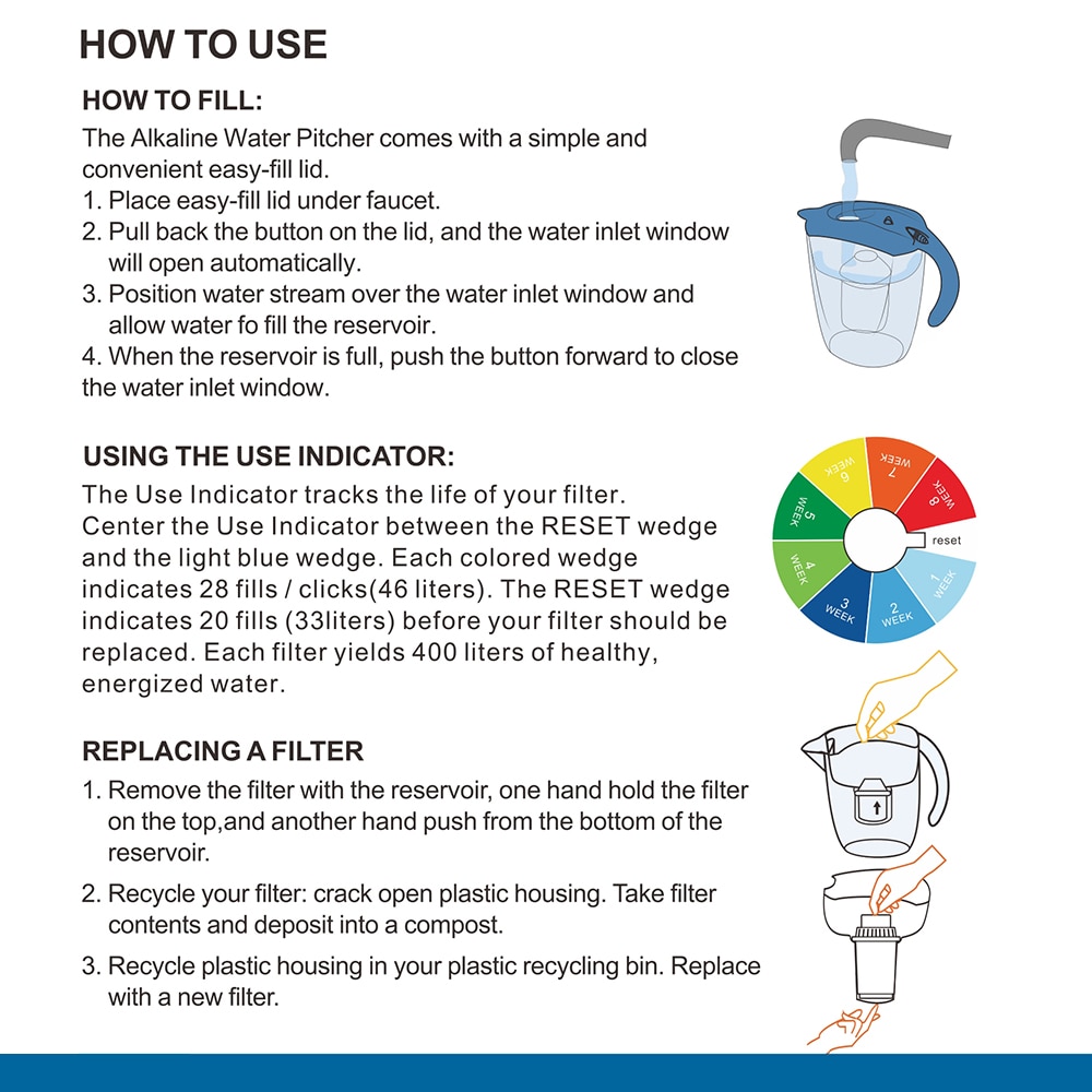 ALTHY Ionizador de filtro de agua alcalina mineral para jarra de agua de 3,5 L - Sistema de filtración purificador - Alkalizador de pH