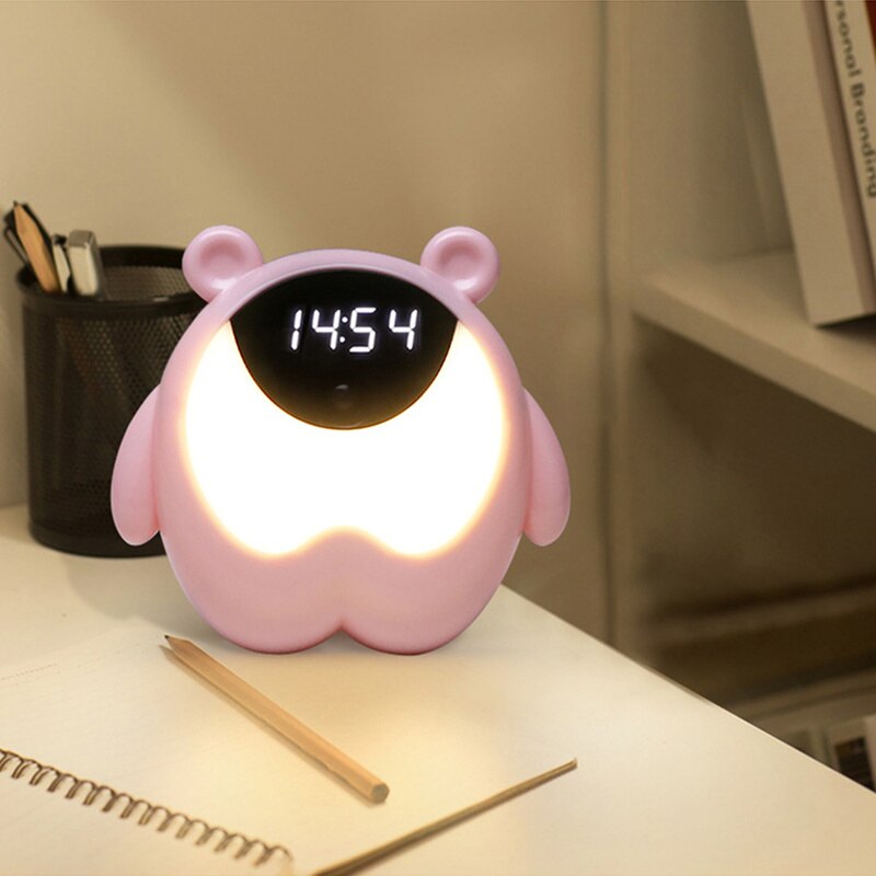 Night Light 3 In 1 Alarm Clock Kids Children Sleep Bedside Alarm Clock Wake Up Temperature Snooze Timer Clock Christmas