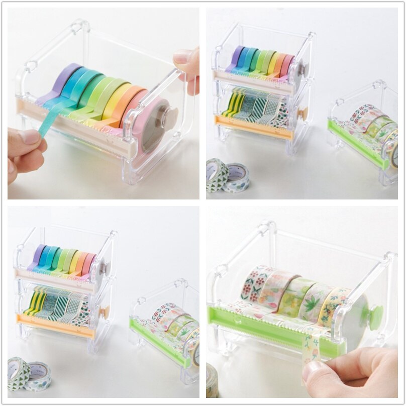 Duurzaam Abs Plakband Dispenser Kantoor School Store Desktop Tape Houder Met Cutter Pakket Levert