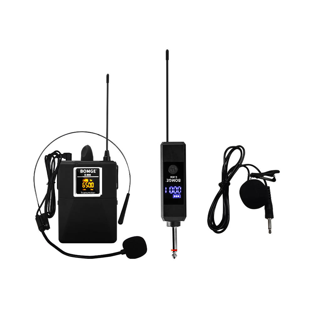 Micrófono Lavalier inalámbrico con auriculares Lavalier Beltpack transmisor receptor Collar auriculares micrófono para grabación de mezclador de audio: Verde